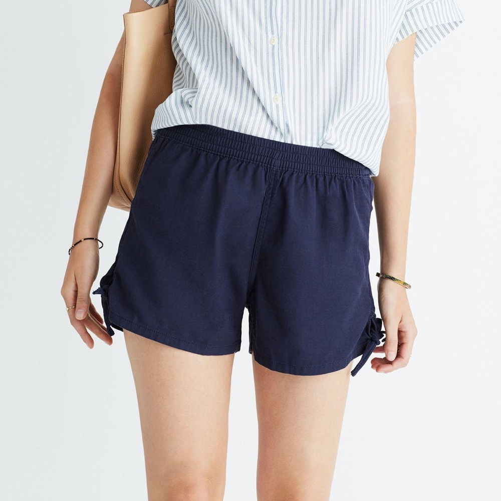 navy blue side tie shorts - Madewell